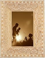 Cruiser’s Caché Hand-Carved Paisley 5x7 Wood Photo Frame - Rustic Gray Vintage Decor for Table or Wall