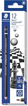 Staedtler Mars Lumograph Black Art Pencils, Presharpened #7B Artist Pencils, Box of 12, 100B-7B