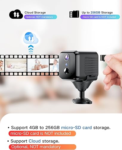 Miniatura 6 de Cámara espía oculta, mini cámara inalámbrica Wi-Fi HD 2K, aplicación de teléfono, detección de movimiento AI, visión nocturna automática, duración