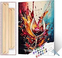 Vista 10 de Pintura abstracta para copa de vino por números para adultos principiantes, copa de vino tinto grafitica, pintura digital, bricolaje, bebidas