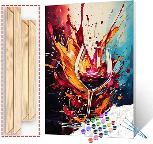 Miniatura 10 de Pintura abstracta de botella de vino por números para adultos principiantes, graffiti, vino tinto, pintura digital, bricolaje, garabatos, lienzo