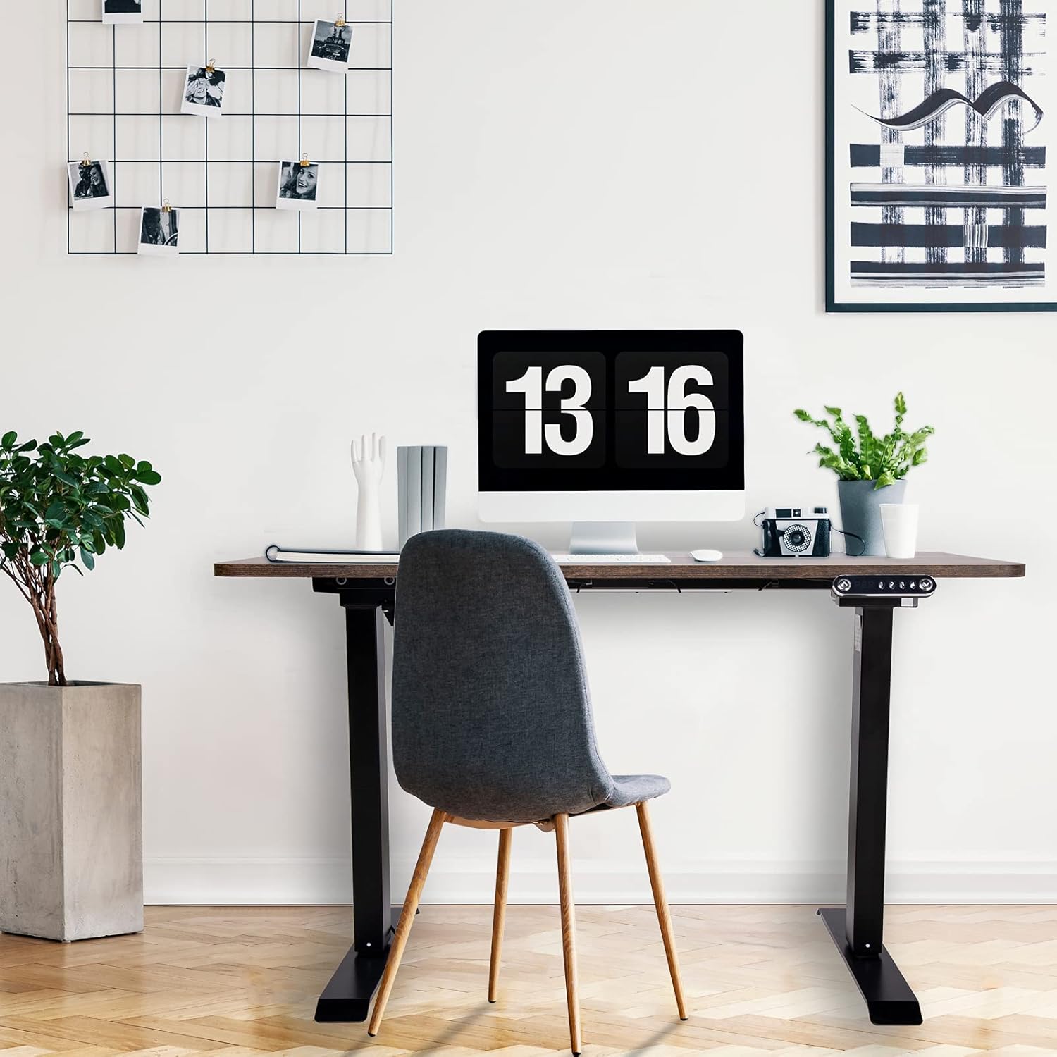 Height Adjustable Electric Standing Desk，48 x 24 Inch Sit Stand Table with Splice Board for Home Office (Rustic Brown, 48X24INCH)