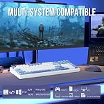 EPOMAKER x Aula F99 Clavier mécanique sans fil, clavier de jeu personnalisé à joint d'échappement à chaud avec padding à cinq feuilles, Bluetooth/2.4GHz/USB-C, 8000mAh Batterie (bleu clair blanc, bois gris V3 Interrupteur)