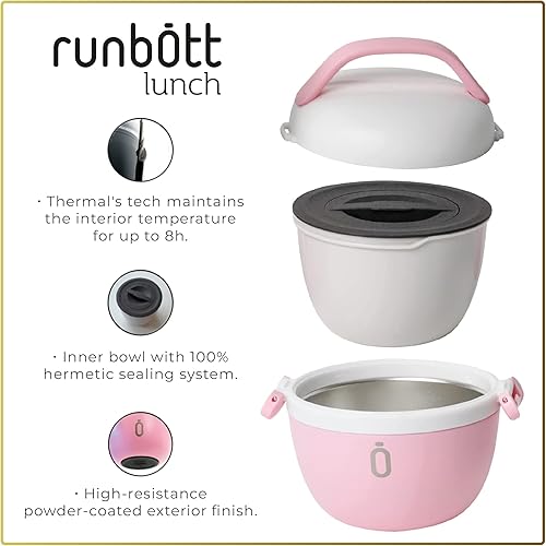 Miniatura 6 de runbott LUNCH - Recipiente de cerámica - Acero térmico sin BPA con revestimiento interno de cerámica 19 onzas blancomenta