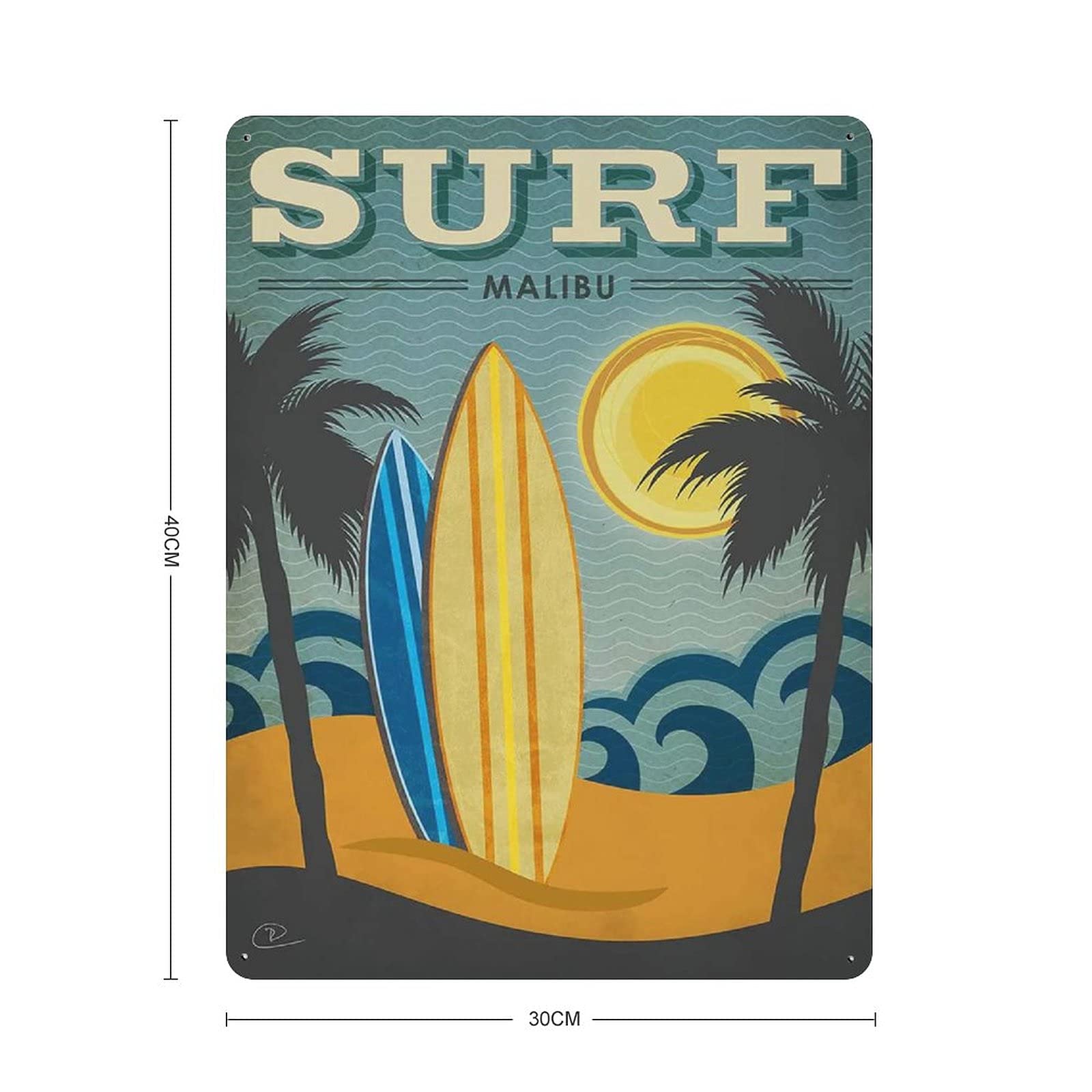 Targa Metallica Retrò Con Tavole Da Surf, Poster In Latta Vintage 20x30 Cm, Decorazione Da Parete Per Spiaggia, Bar, Cameretta, Regalo Originale