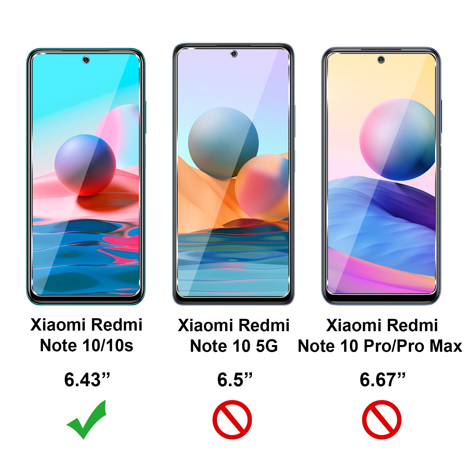 Vauki 3x Panzerglas Für Xiaomi Redmi Note 10/10S 4G – 9H Härte, Blasenfrei, Ultra-dünn (0,3 Mm), Anti-Fingerprint