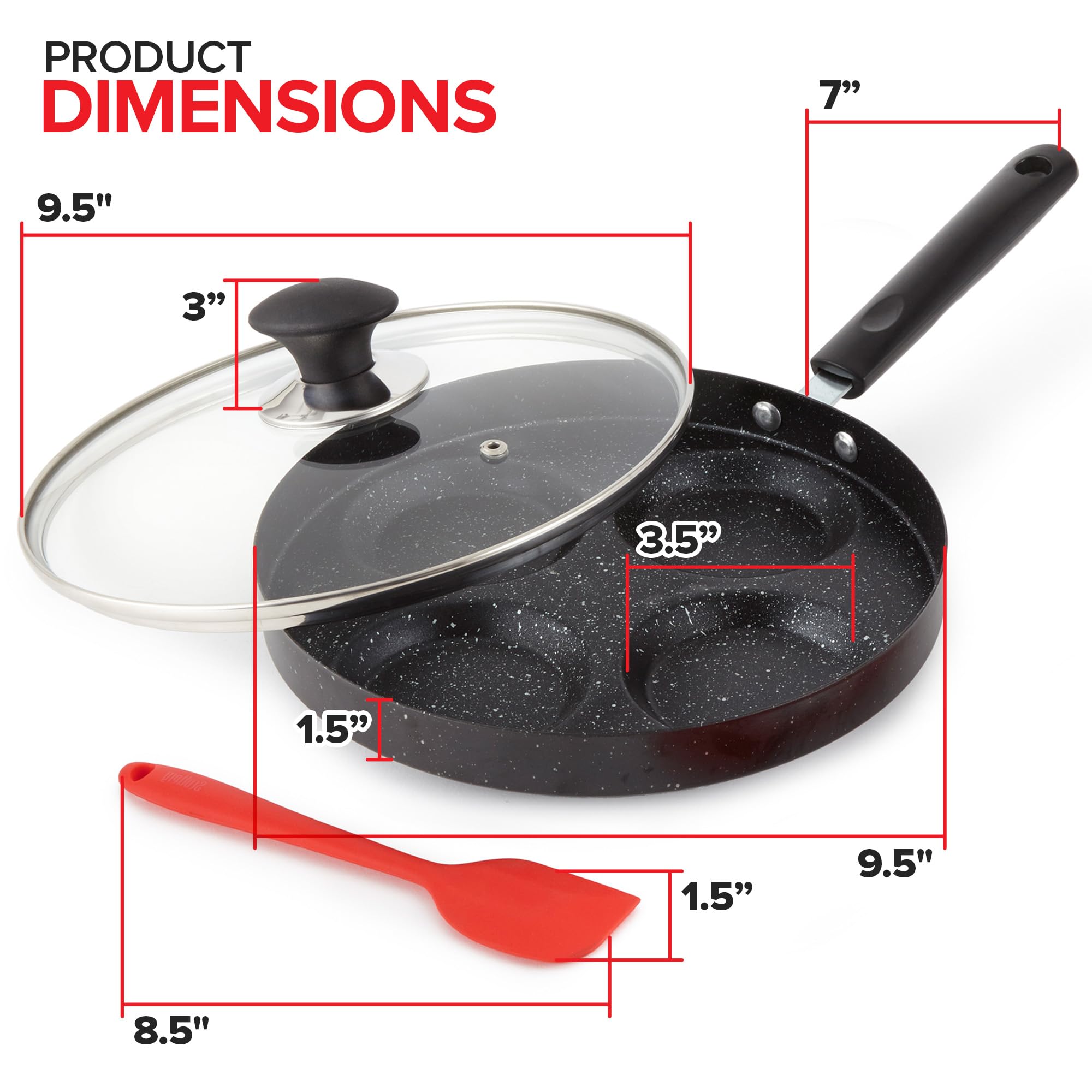 Sartén antiadherente de 4 tazas con tapa, sartén para huevos fritos, sartén para tortillas, mini sartén para panqueques para estufa, gas y electricidad, sartén para huevos pequeños, 2