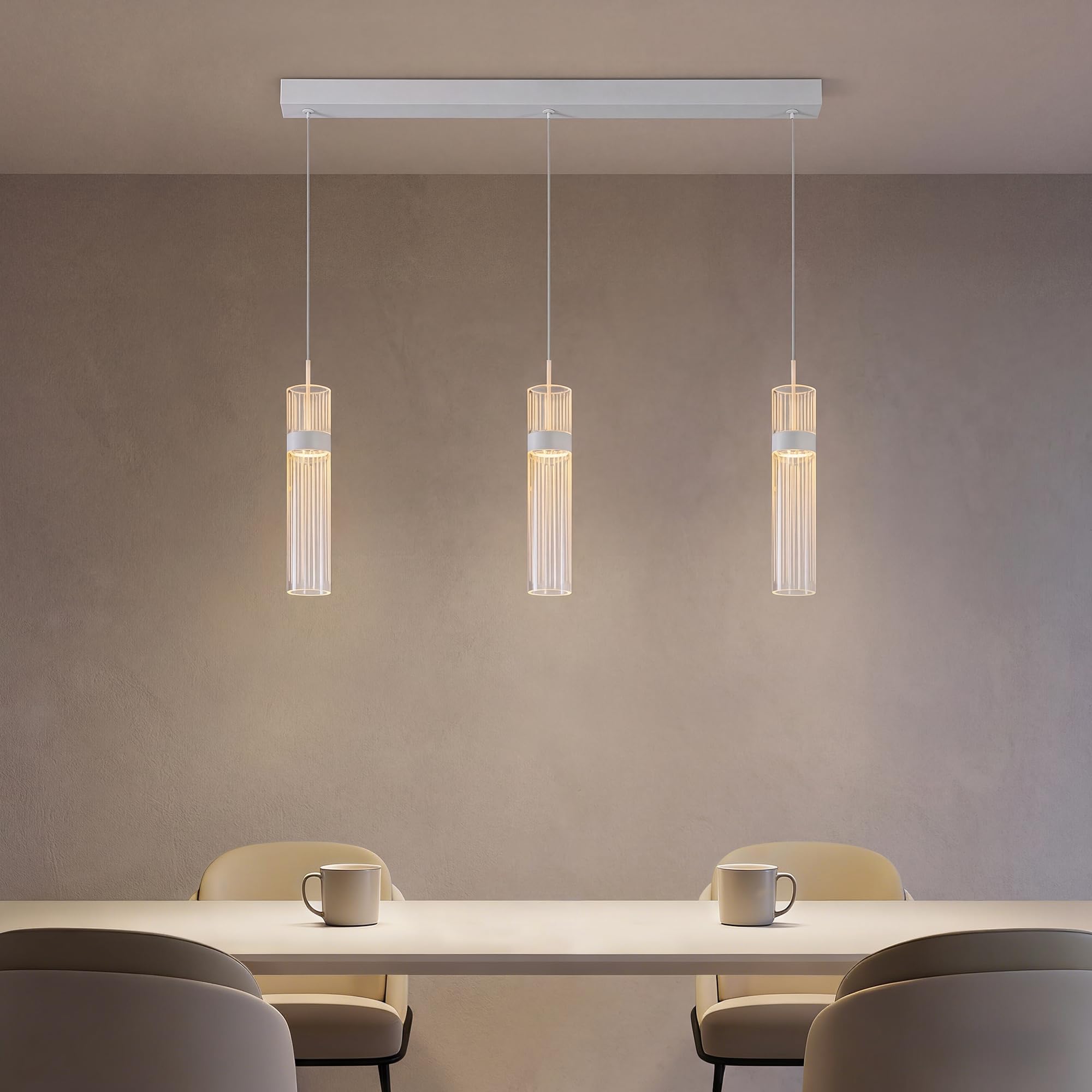 3 Flaming LED Hängelampe 3000K/4500K/6500K Acryl Pendelleuchte | 14W 1500LM Hängend Lampe für Wohnzimmer, Esstisch, Küche, Esszimmer, Lounge, Kochinsel und Barroom mit Memory 4765360