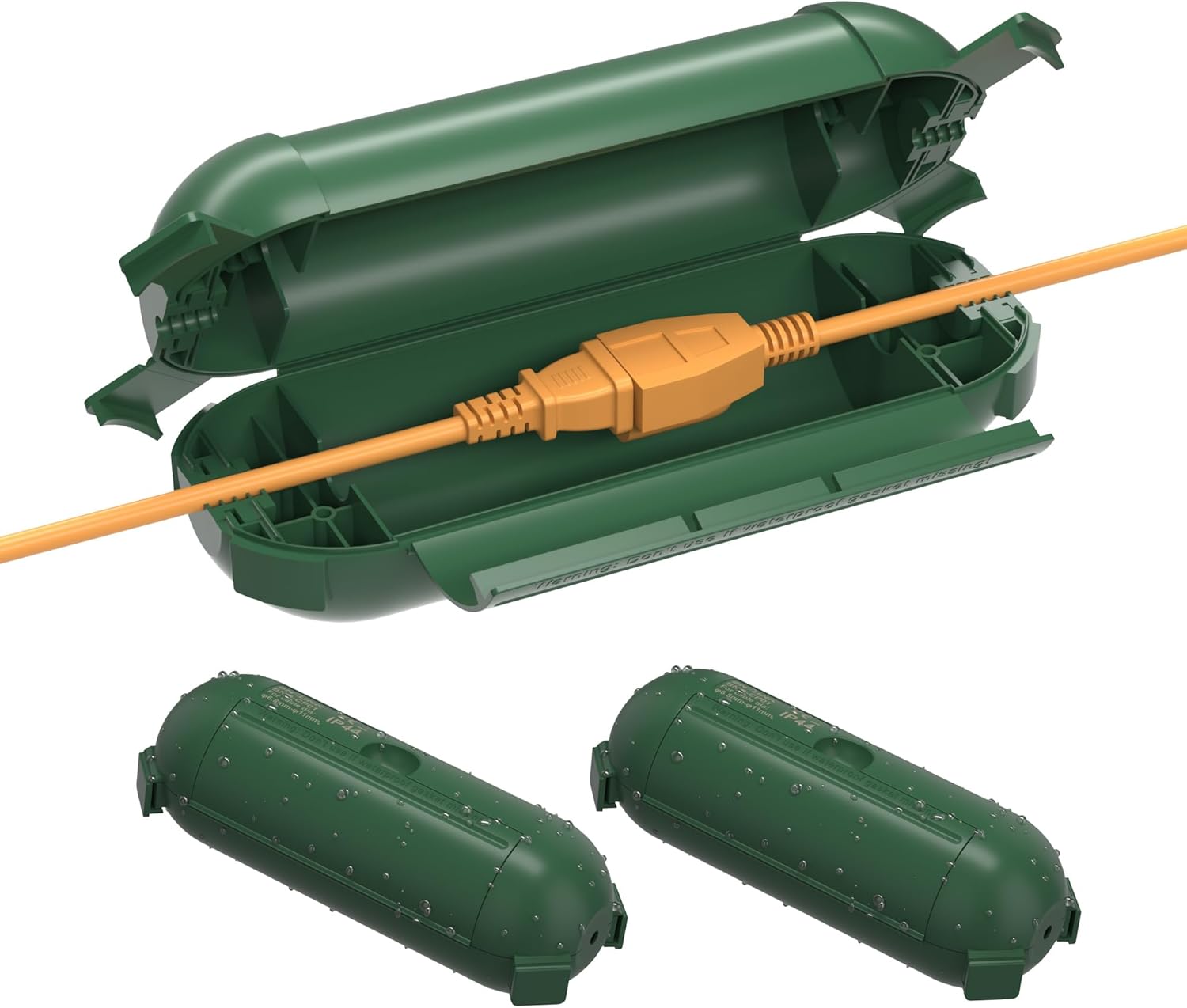 BN-LINK 7 Day Heavy Duty Outdoor Digital Stake Timer, 6 Outlets, Weatherproof, 2X Outdoor Extension Cord Safety Cover Waterproof, Fits 12/14/16 AWG Green