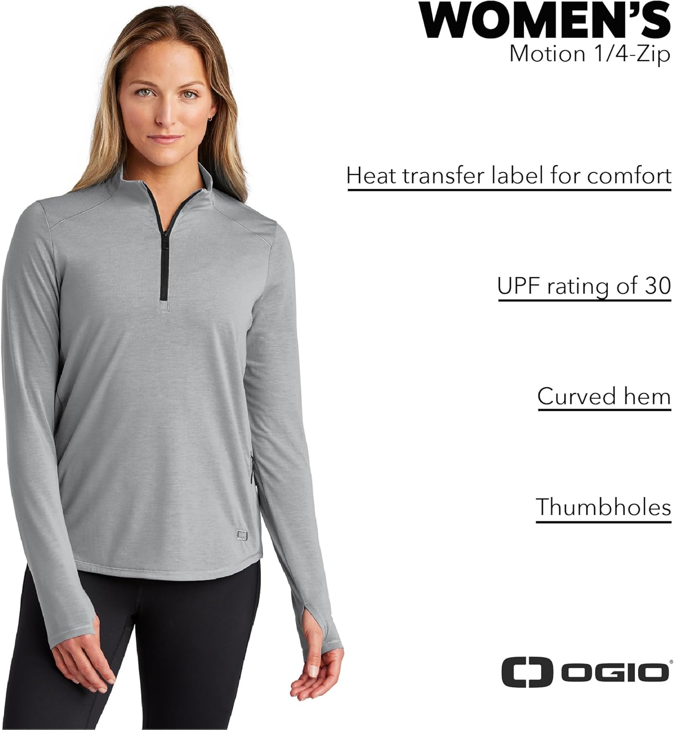 OGIO Women's Motion Quarter Zip | Moisture Wicking Workout Top, Athletic Long Sleeve Pullover for Exercise & Casual Wear - Image 4