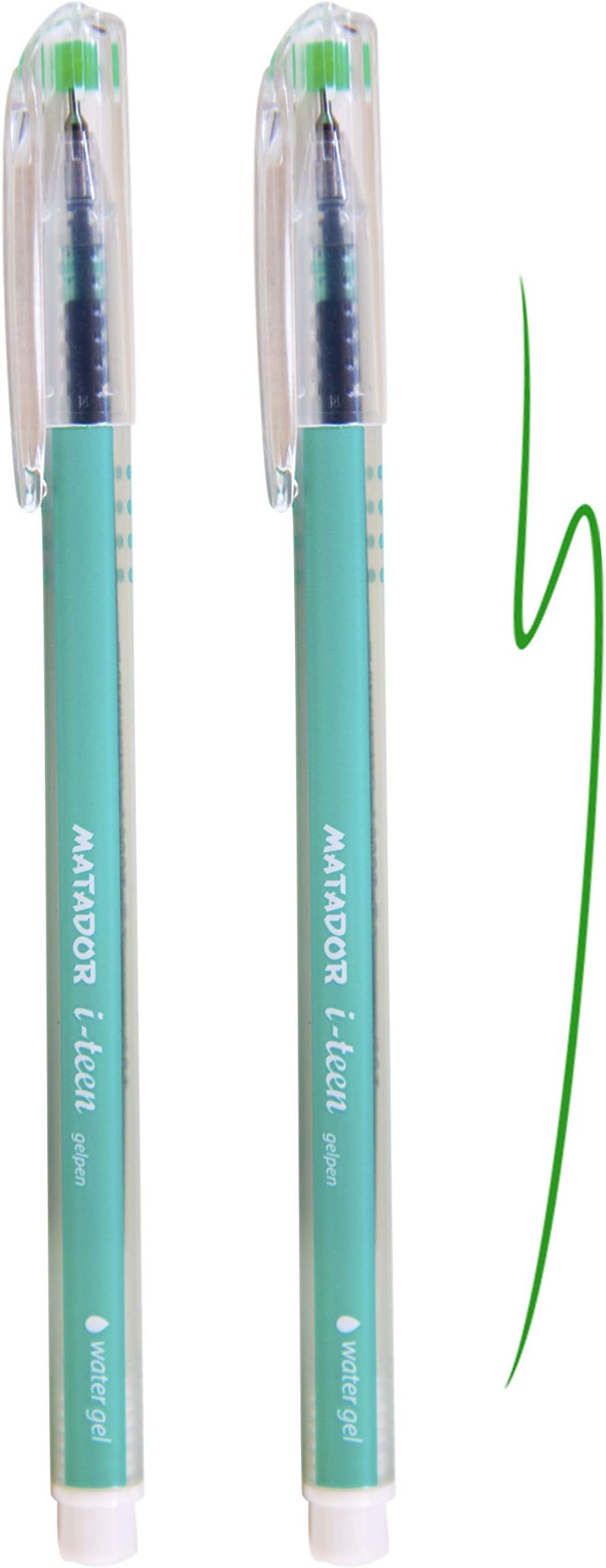 Matador [New Premium Japanese Ink i-teen Water Gel Pen - Green Ink (2 Pack)
