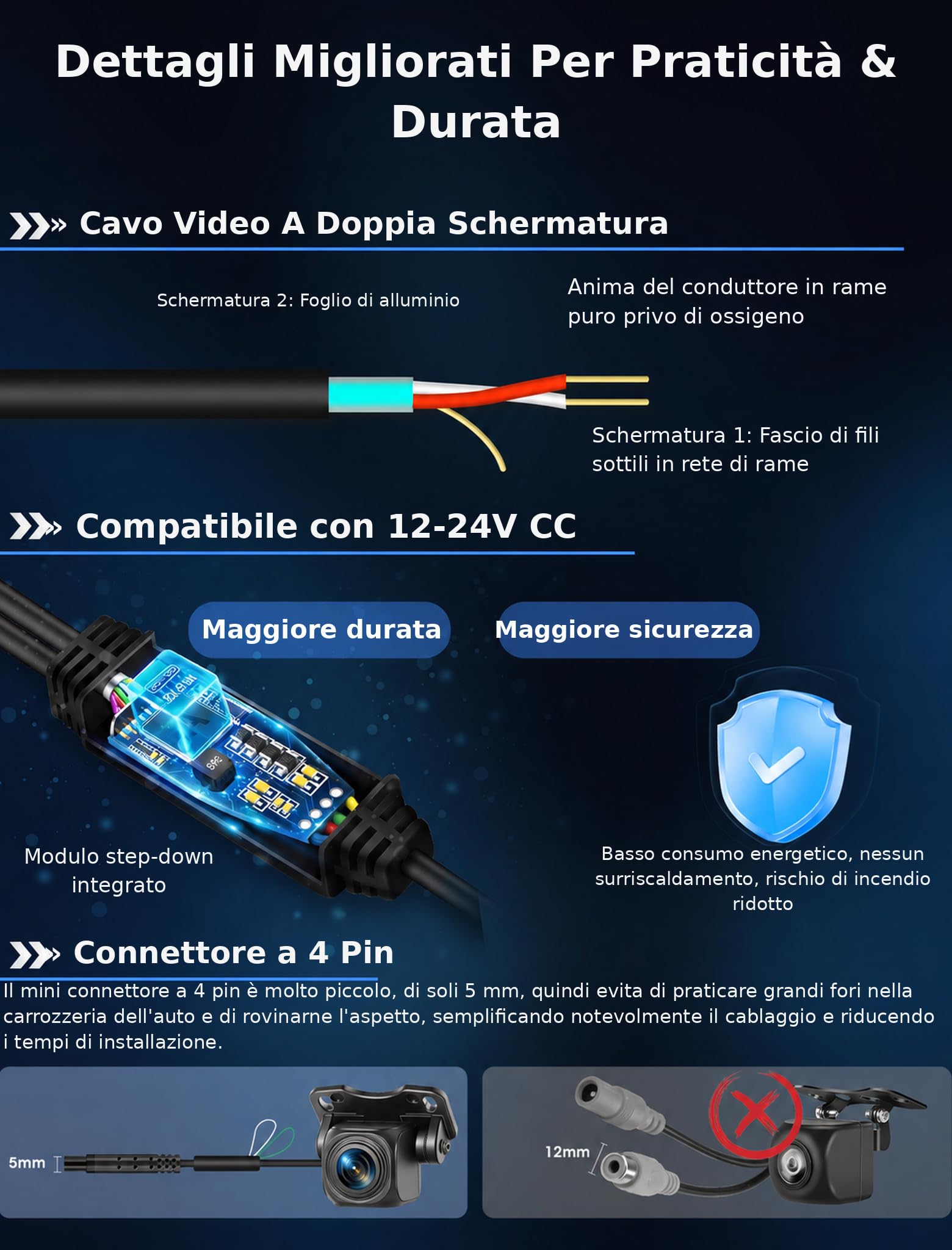 Telecamera di retromarcia AHD 1080P NTSC universale per retromarcia telecamera di retromarcia 160° grandangolare visione notturna HD IP68 impermeabile telecamera posteriore per SUV camper pickup Van