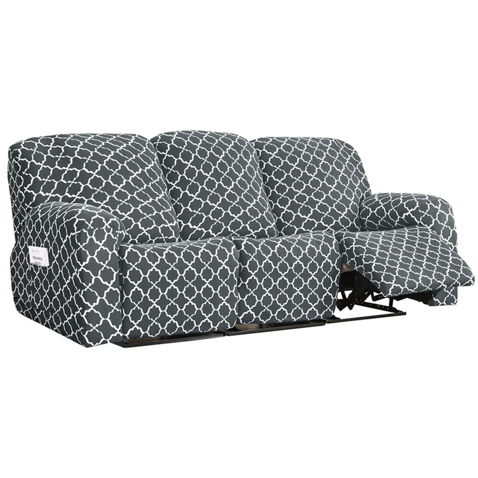 Funda elástica para sofá reclinable Chivas Regal con tejido jacquard gris de 2 plazas