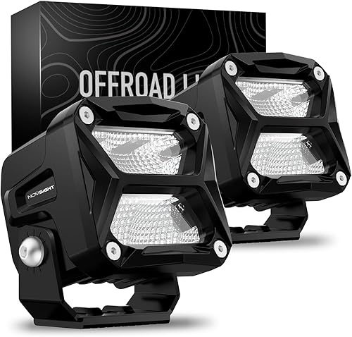 NOVSIGHT Luces LED de 4 pulgadas para zanja  Potente luz todoterreno de 4 x 4 pulgadas, luces LED de cubo IP68, luz antiniebla LED impermeable para