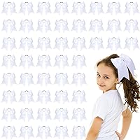 Vista 1 de Yunlly 50 lazos para el pelo de animadora de 8 pulgadas, lazos grandes para el pelo para niñas, portadores de cola de caballo, lazos elásticos