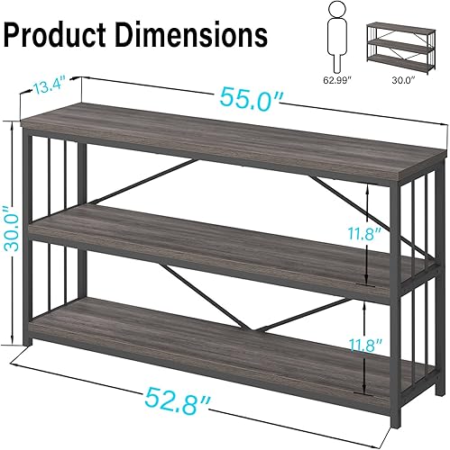 Miniatura 45 de LVB Mesa consola negra, mesa de entrada moderna para pasillo sala de estar, mesa de sofá industrial detrás del sofá, mesa de entrada de metal de