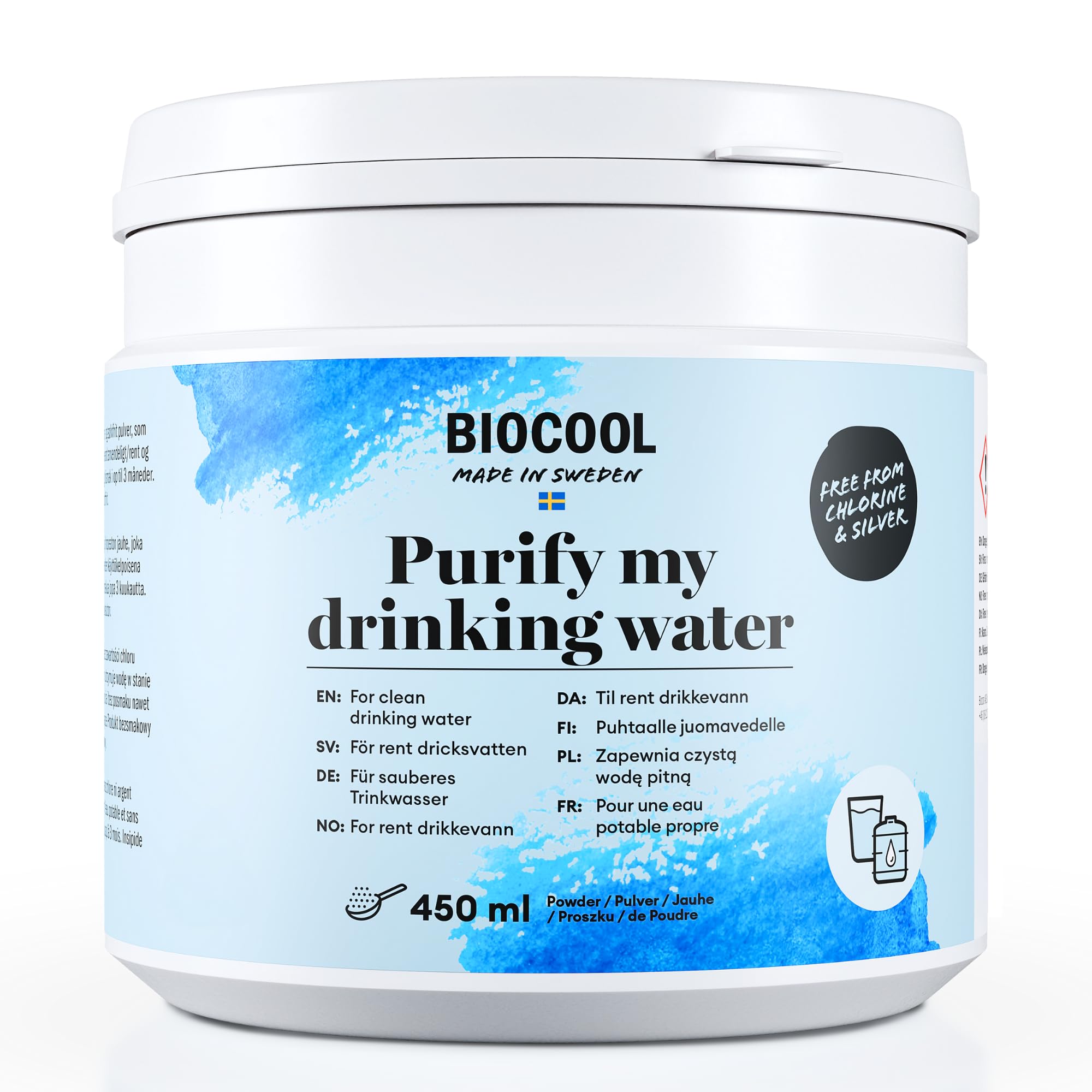 Wasseraufbereitung von Biocool für sauberes Trinkwasser in Wohnwagen, Camping, Wandern und Notfällen (Powder 450g)