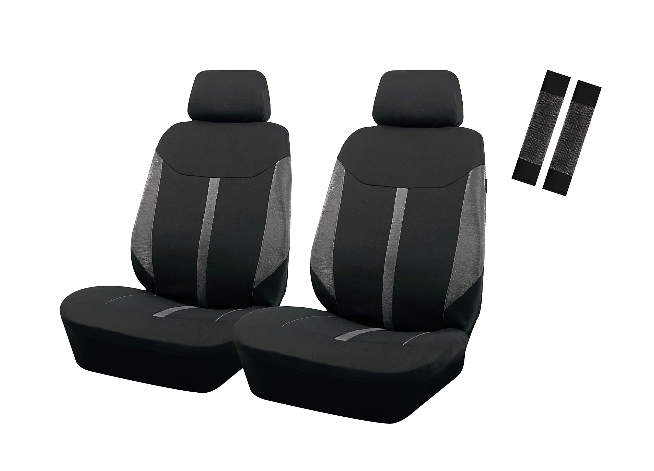 ANDA Car Seat Covers 2 Front for Women Bling Fabric Universal Fit SUV Truck Van Airbag Compatible (Black and Grey)