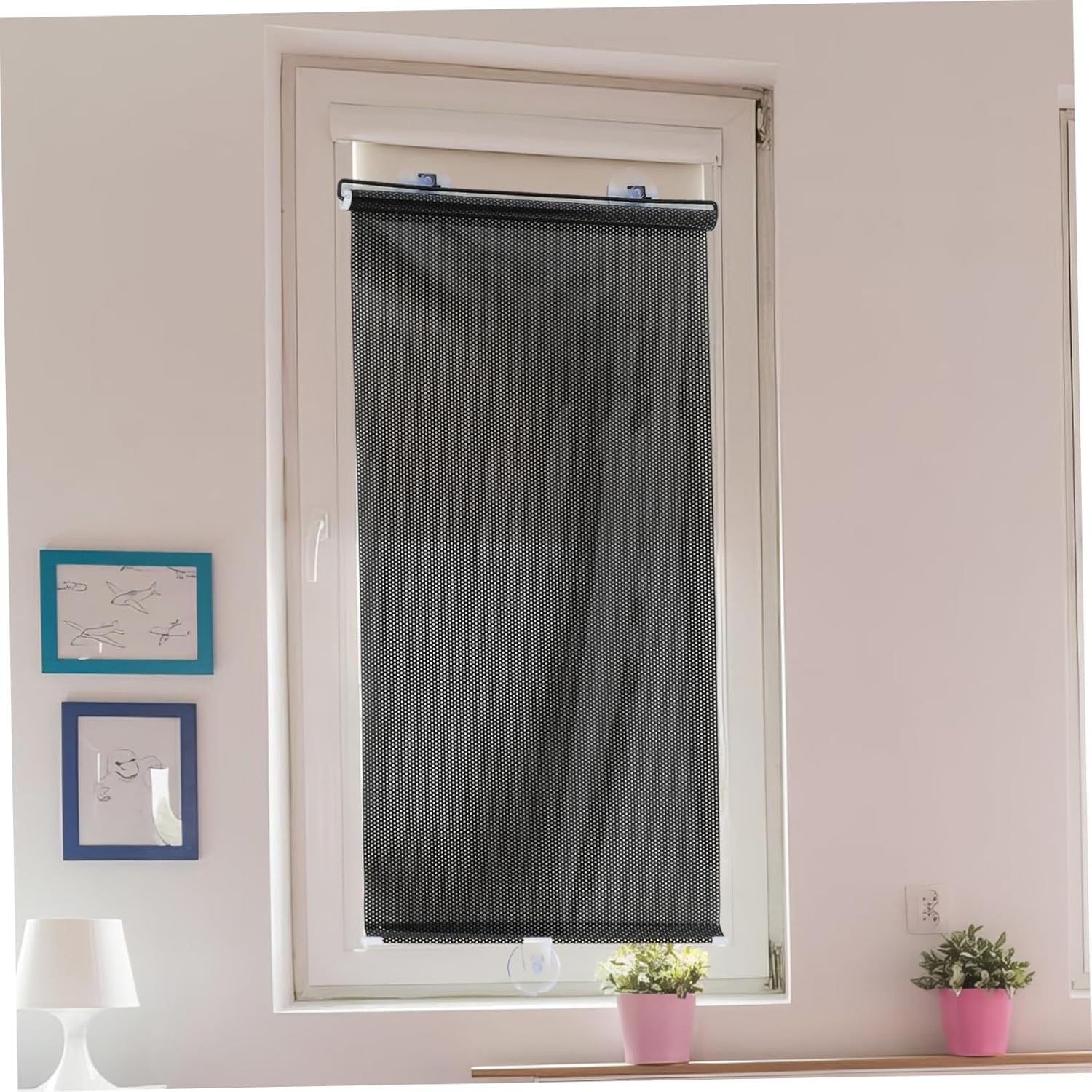Homoyoyo 1 Set Blackout Blind Shade Portable Window Sunlight Blocking Blinds with Suction Cups Thermal Insulated 49.21x15.74x0.03inch