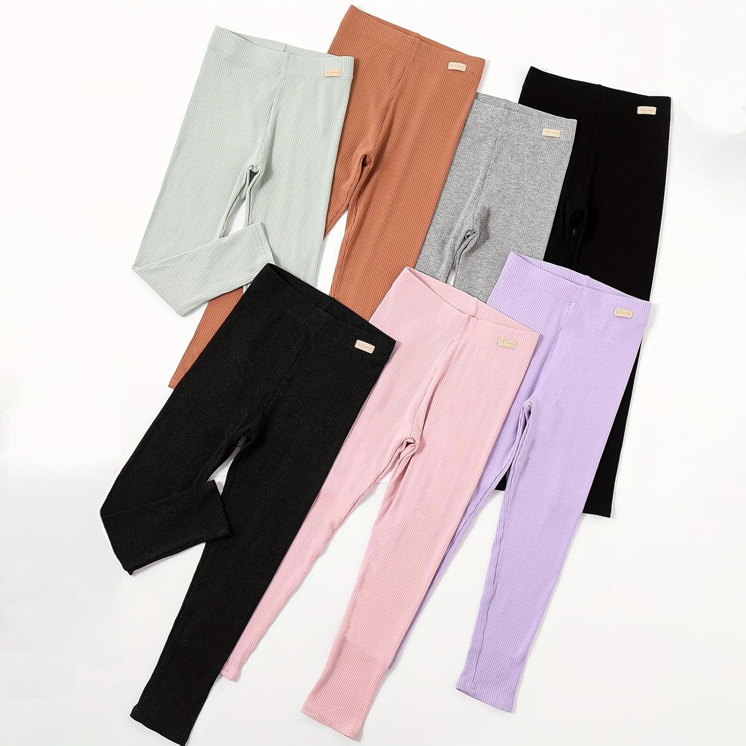 7 Pack Girls Leggings Girl Full Length Leggings Soft Comfortable Solid Pants for Girls Basic School Pants 9-10 Years Multicolor image 5 of 5 B0D66TY11K