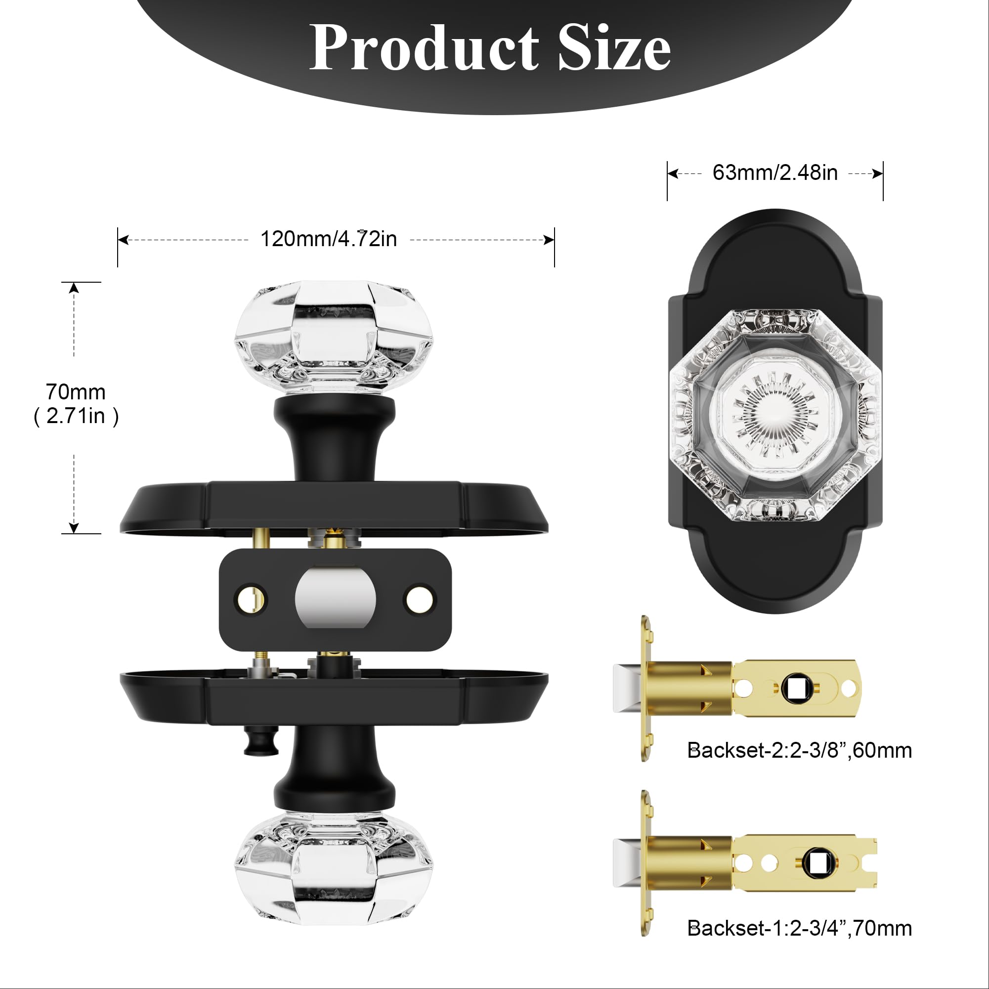 Crystal Privacy Door Knobs with Lock - BonKuDoo -4