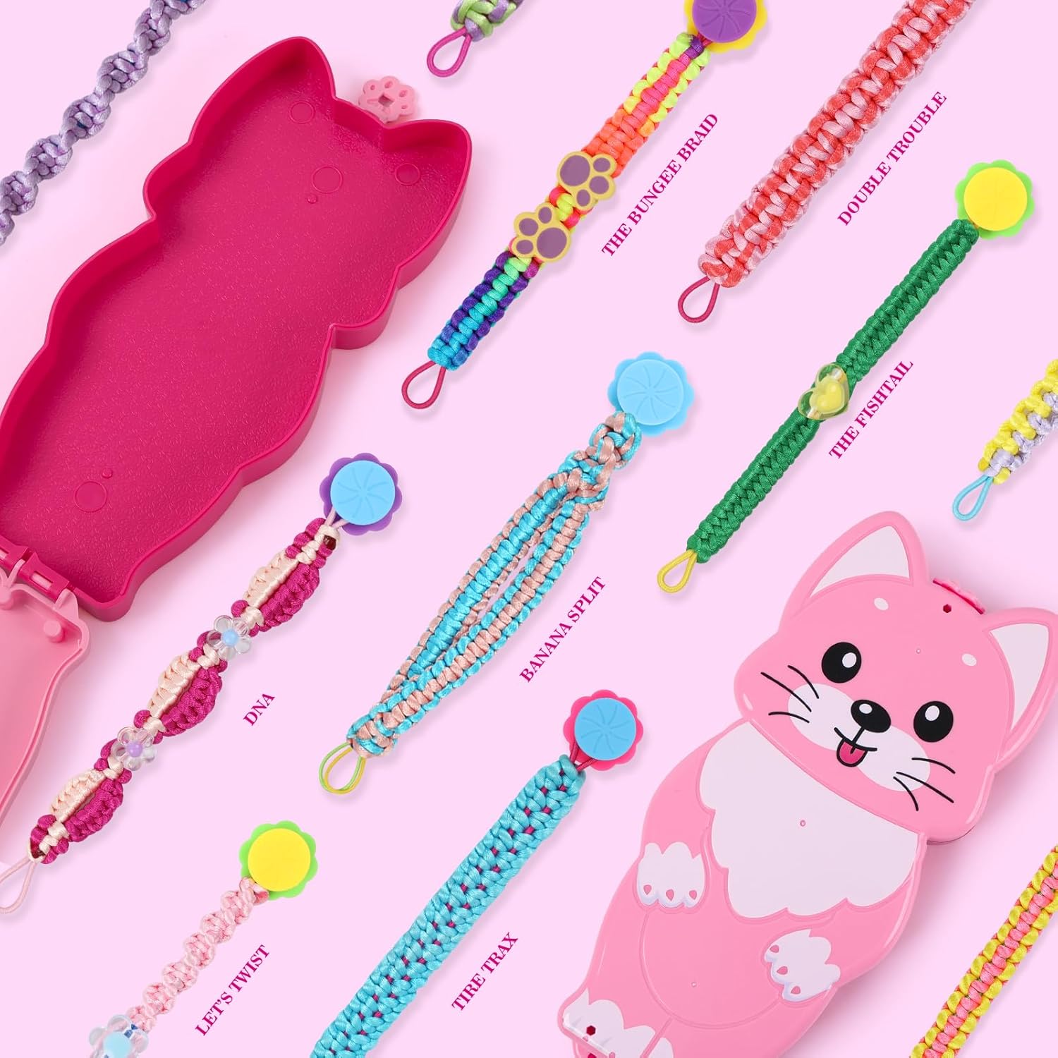 morwant Cat-Shaped Friendship Bracelet Maker - DIY Jewelry Craft Kit for Girls Ages 8-12, Makes Up to 15 Bracelets | Creative Birthday Gift, Summer Camp Activity, Party Favors & Playdate Toy