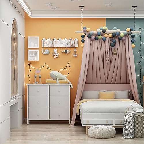 Miniatura 22 de BOLUO - Cómoda blanca para dormitorio, organizador de 6 cajones, torre de almacenamiento de tela, pequeña unidad para armario, guardería, pasillo y