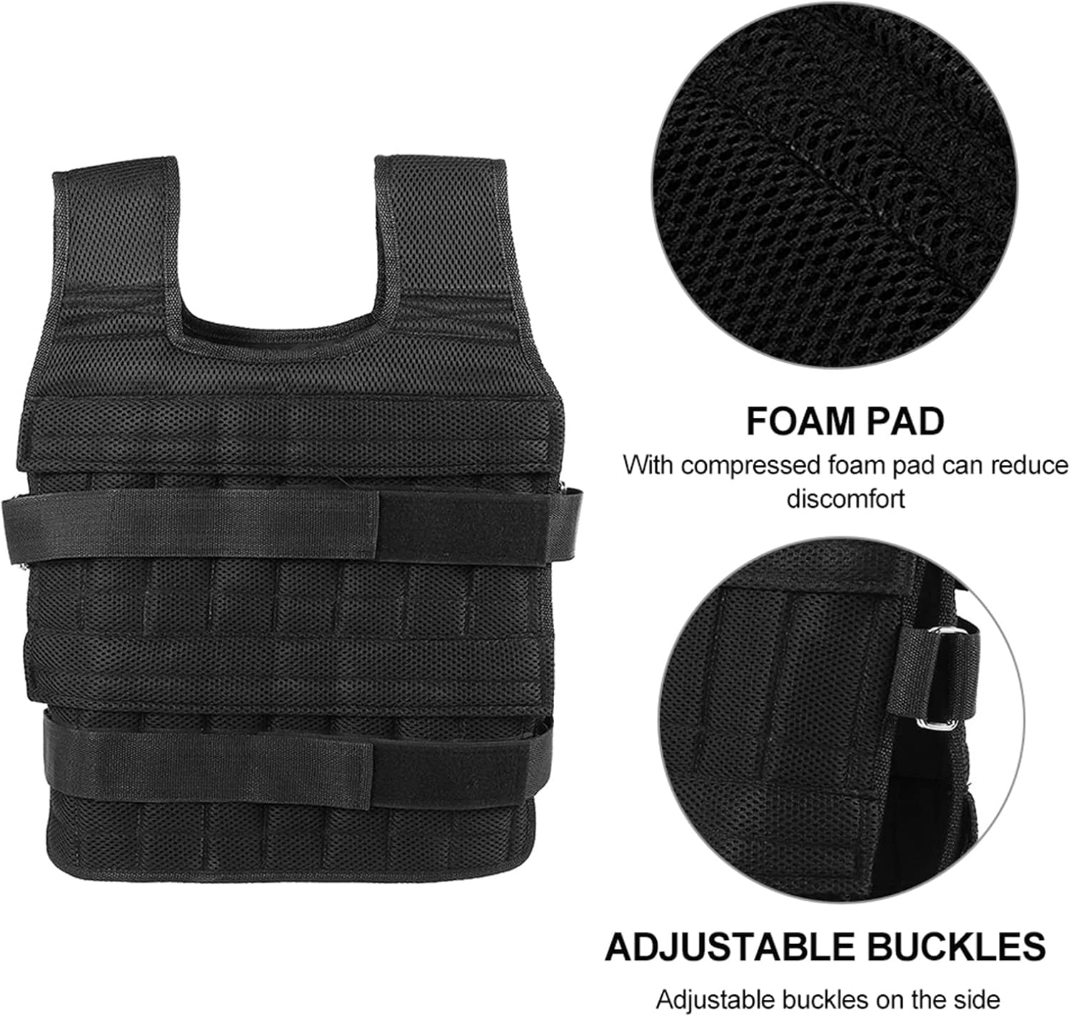 Adjustable Weighted Vest, 33lbs Weighted Workout Vest for Men and Women Adjustable Body Weight Vest with Shoulder Pad Strength Training Workout Vest for Running Pushups Squats