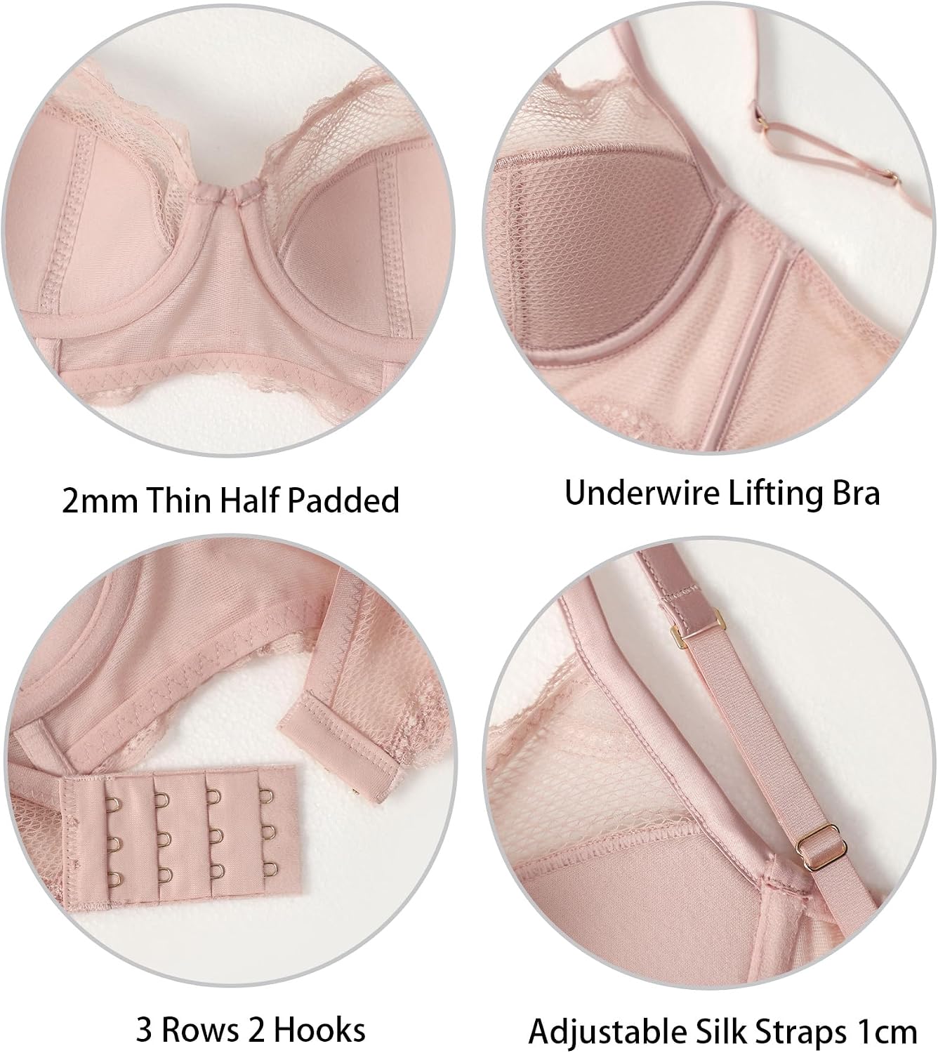 Women's Sexy Lace Bra Mesh Underwire Lifting Full Coverage Minimizer Bras See Through Sheer Bralette