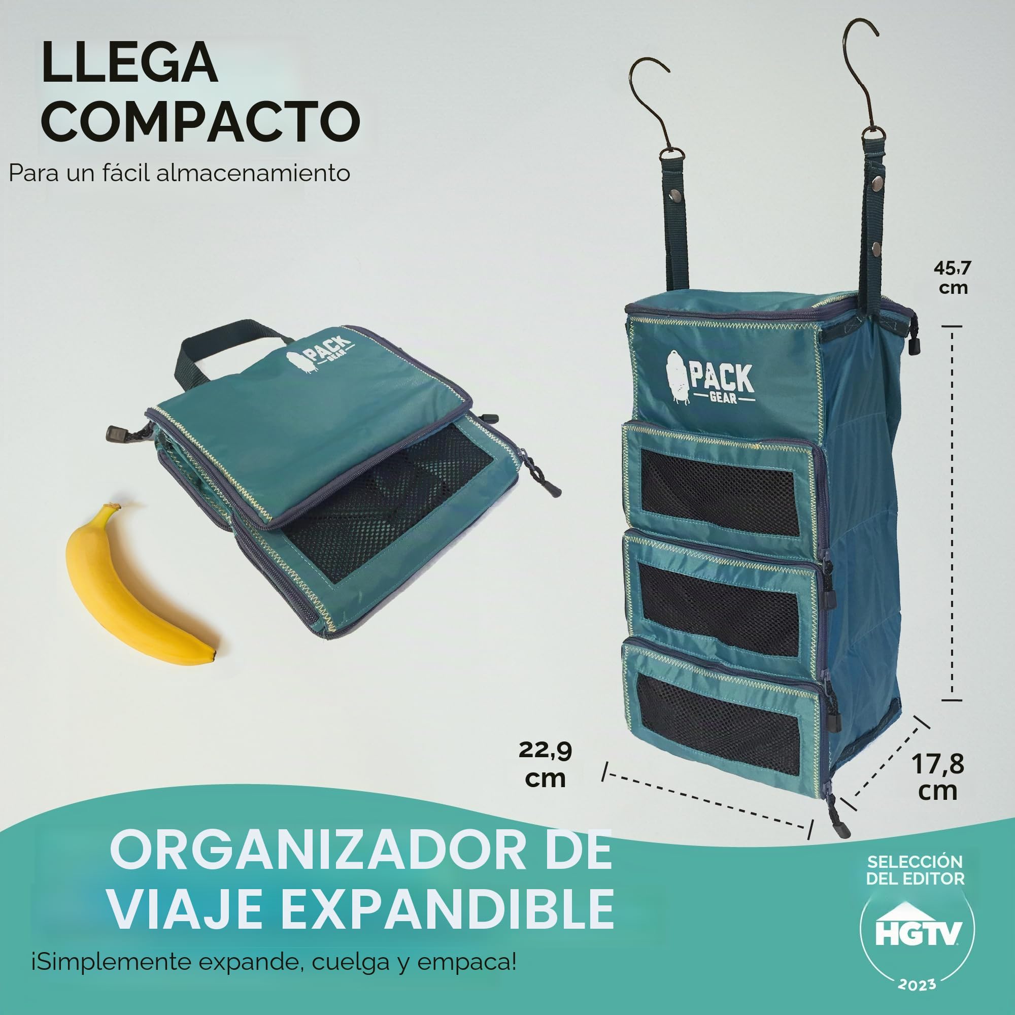 Pack Gear Organizador de Equipaje Colgante - Se Adapta a Cualquier Equipaje de Mano - Cubos de Embalaje para Viajes con Ventanas