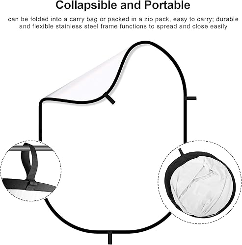 Miniatura 9 de Selens Difusor blanco suave plegable Difusor de luz Panel de difusión de luz con bolsa de transporte, difusor de tela modificador de luz para