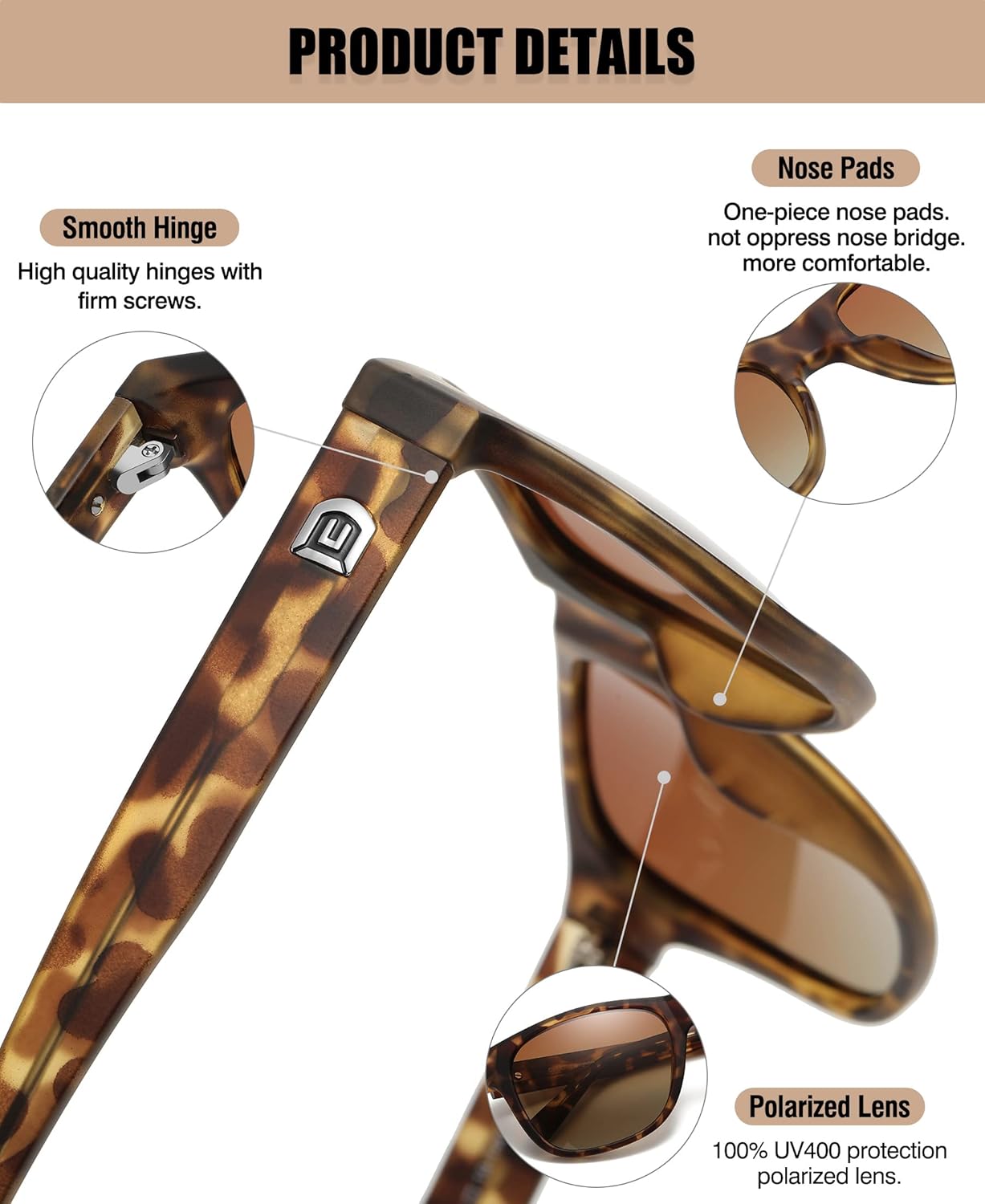 DUCO Classic Vintage Polarized Sunglasses for Women Driving Sun glasses 100% UV Blocking DC2145