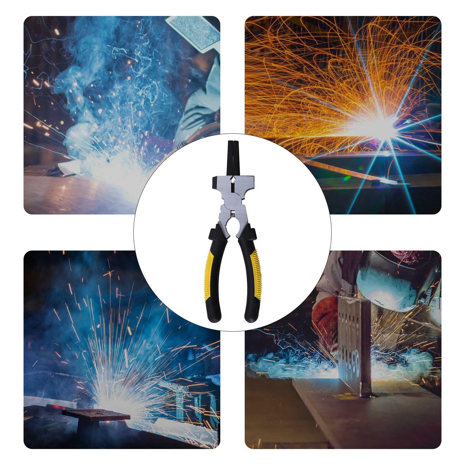 Professional Welding Pliers 7'' Mulitfunctional Tool Steel For Scraping Spatter Gripping Drawing Wire Comfort Handle