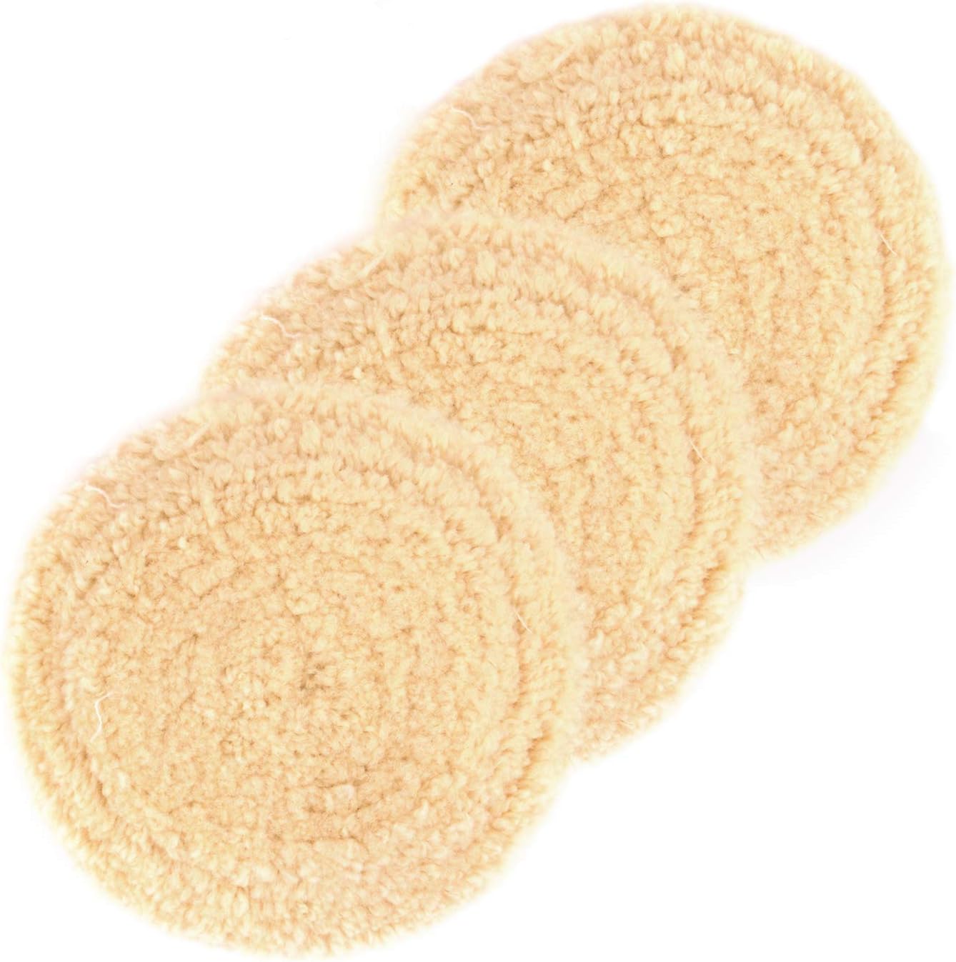 Makitoyo 3PCS Wool Buffing Pad Kit 8 Inch, 8" (200mm) 100% Natural Wool Hook and Loop Grip Polishing Pad for Car Polishing, Buffing and Cutting for Automotive, Marine and Epoxies