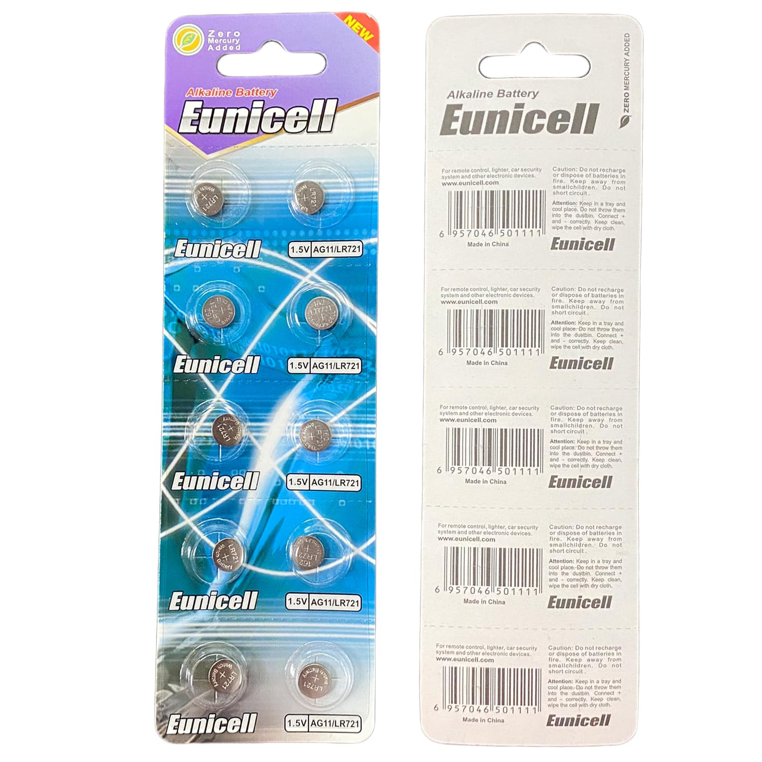 Pack of 10 - LR920/AG6 Eunicell 1.5V Button Coin Cell Alkaline Batteries - Suitable for use in LED lights, Digital Voice Recorders, Toys, Blood Glucose, Cholesterol Testing, Meters, Toys — view 17