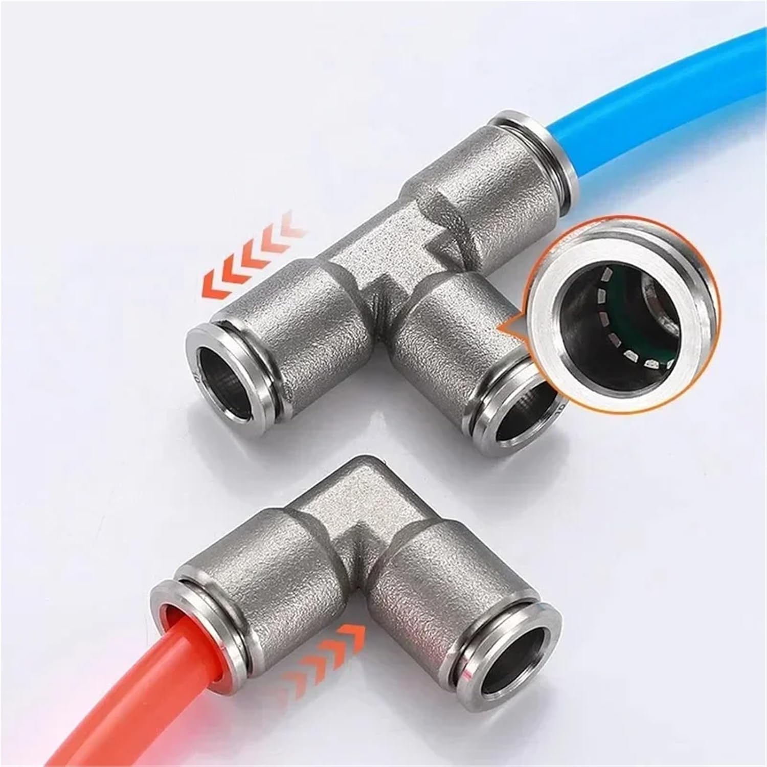Pneumatic Connectors Hose Fittings PU PY PE PV 4mm 6mm 8mm Push 304 Stainless Steel 1Pcs(PU,6mm)