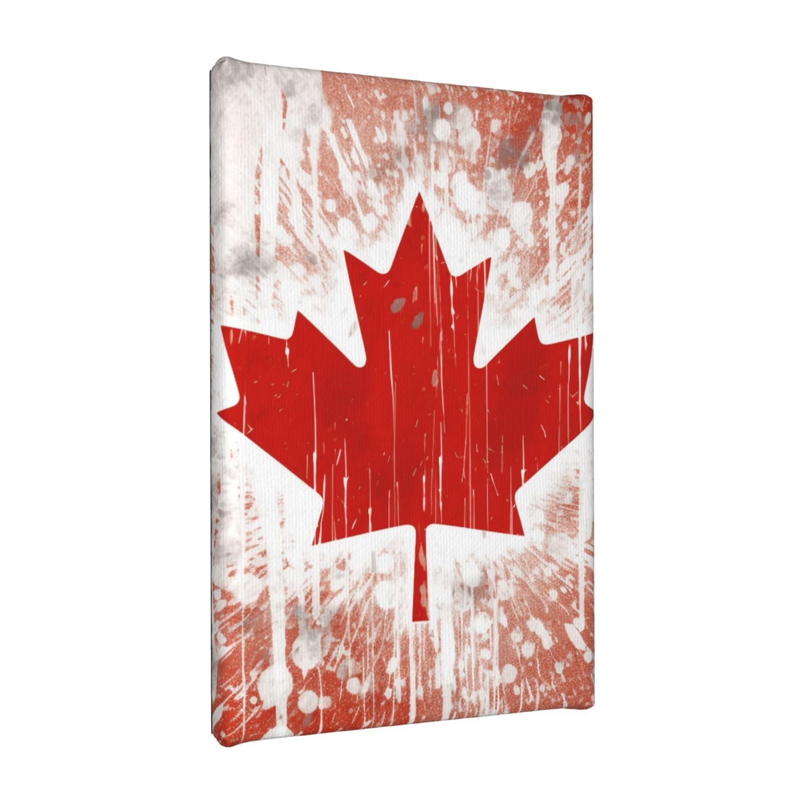 YKLJG Canada Flag Printed Wall Art Canvas Painting 20x30 CM Wooden Framed Picture Painting Artwork Prints for Bedroom Kitchen Home Office Decor