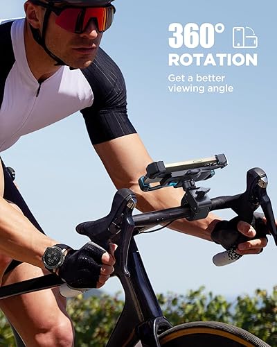 Miniatura 3 de JOYROOM Soporte de teléfono para motocicleta, 1s bloqueo automático 100 mph militar antivibraciones Soporte de teléfono para bicicleta (azul)