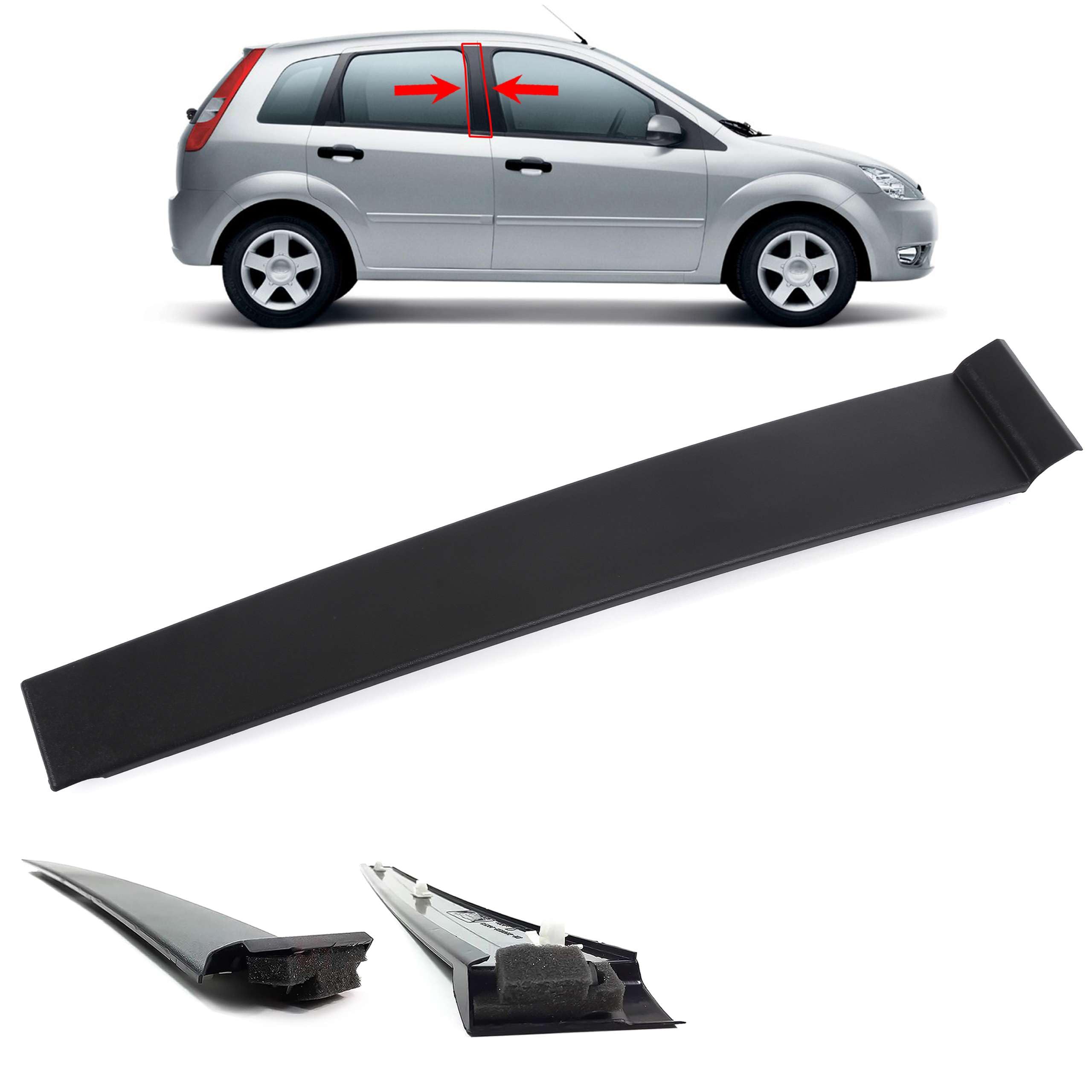 INLY Modanatura Decorativa Pannello Montante B Posteriore Destro compatibile Ford Fiesta 2002-2008