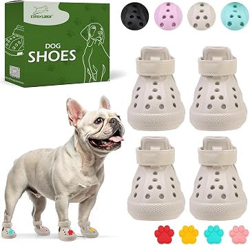 EVA Dog Shoes- Non-Slip Waterproof Dog Booties for Hot Pavement Summer, Easy ON & Off Reflective Adjustable Pet Boots & Paw Protectors, Rugged Sole for Small Medium Large Dog Outdoor Walking Beige,M