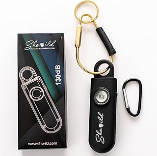 Personal Safety Alarm Keychain – Loud Siren, LED Strobe Light, and Personal Alert Device – Self Defense Alarm for Women, Men, and Elderly – Portable and Travel Friendly – Black