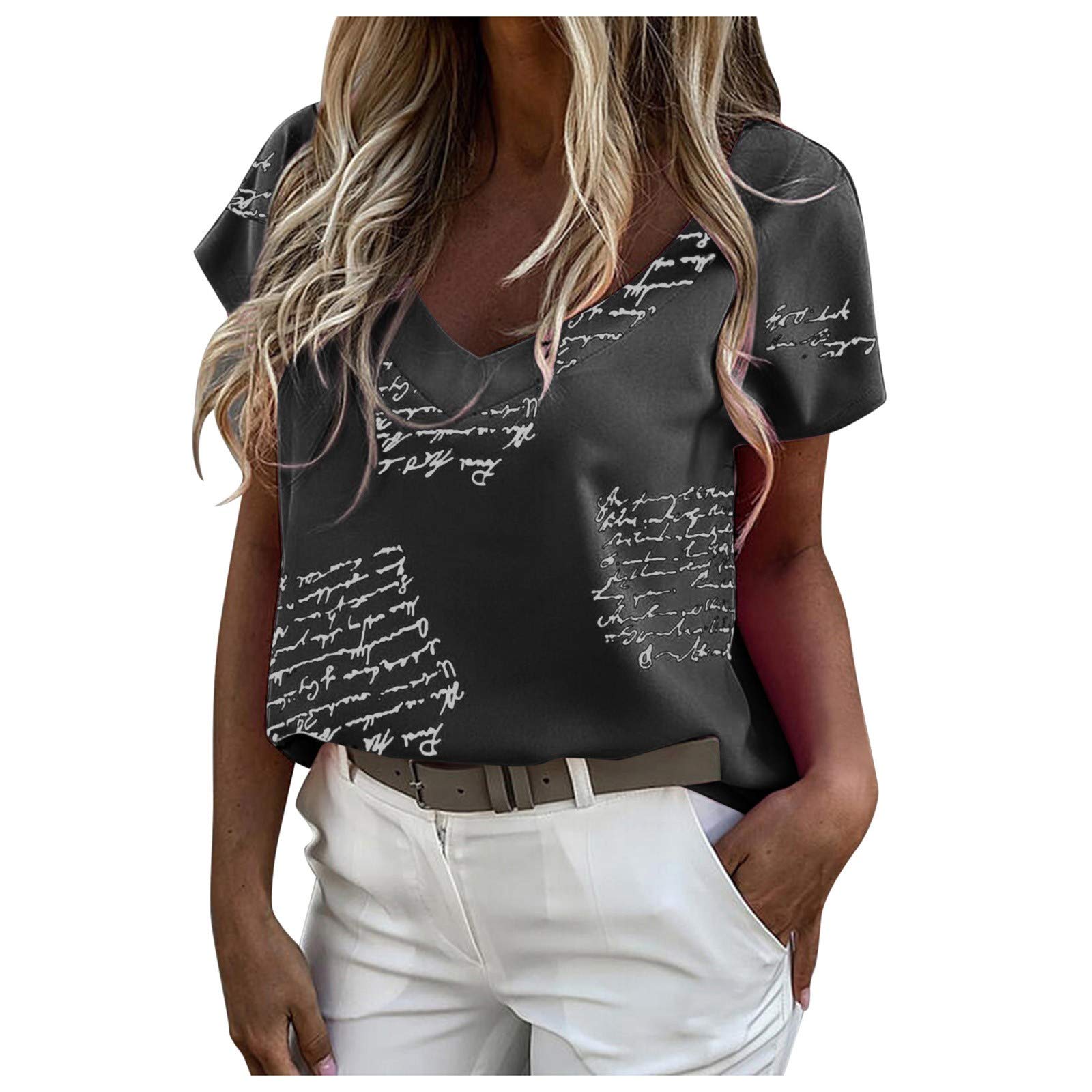 NUSGEAR 2021 Nuevo Camiseta Mujer Moda Verano Manga Corta Impresión Cartas Blusa Camisa Cuello Redondo Basica Camiseta Suelto Tops Casual Fiesta T-Shirt Original tee