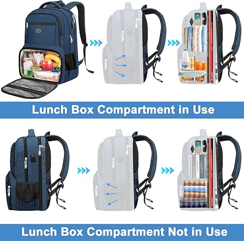 Miniatura 10 de MATEIN Mochila de 18 pulgadas para hombre, mochila de trabajo extra grande con compartimento para el almuerzo, bolsa térmica térmica resistente al