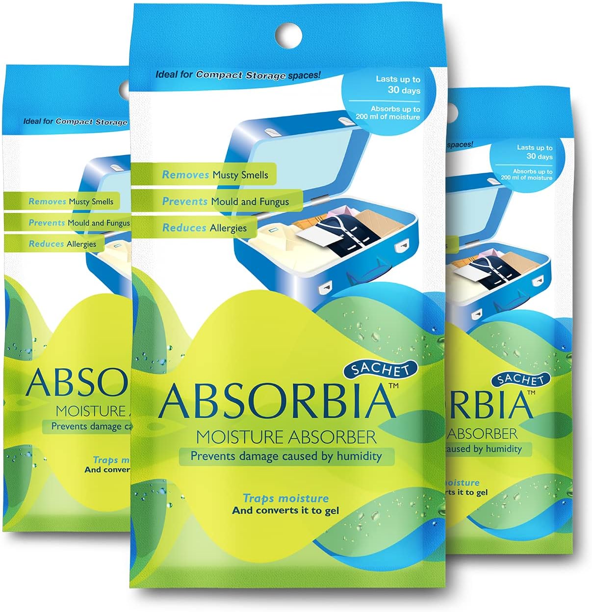 Absorbia Moisture Absorber Absorbia Sachet(100g X 3 Sachet) Family