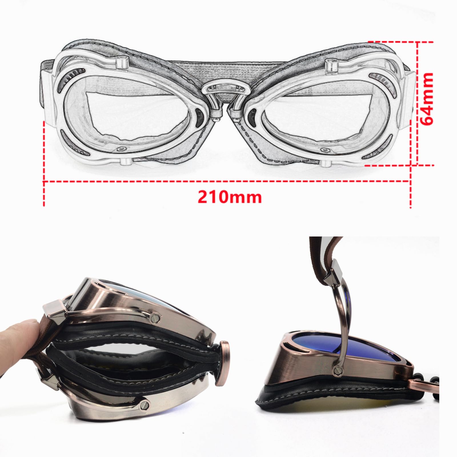 Lunettes de pilote aviateur rétro vintage pour moto, croiseur, scooter, motard