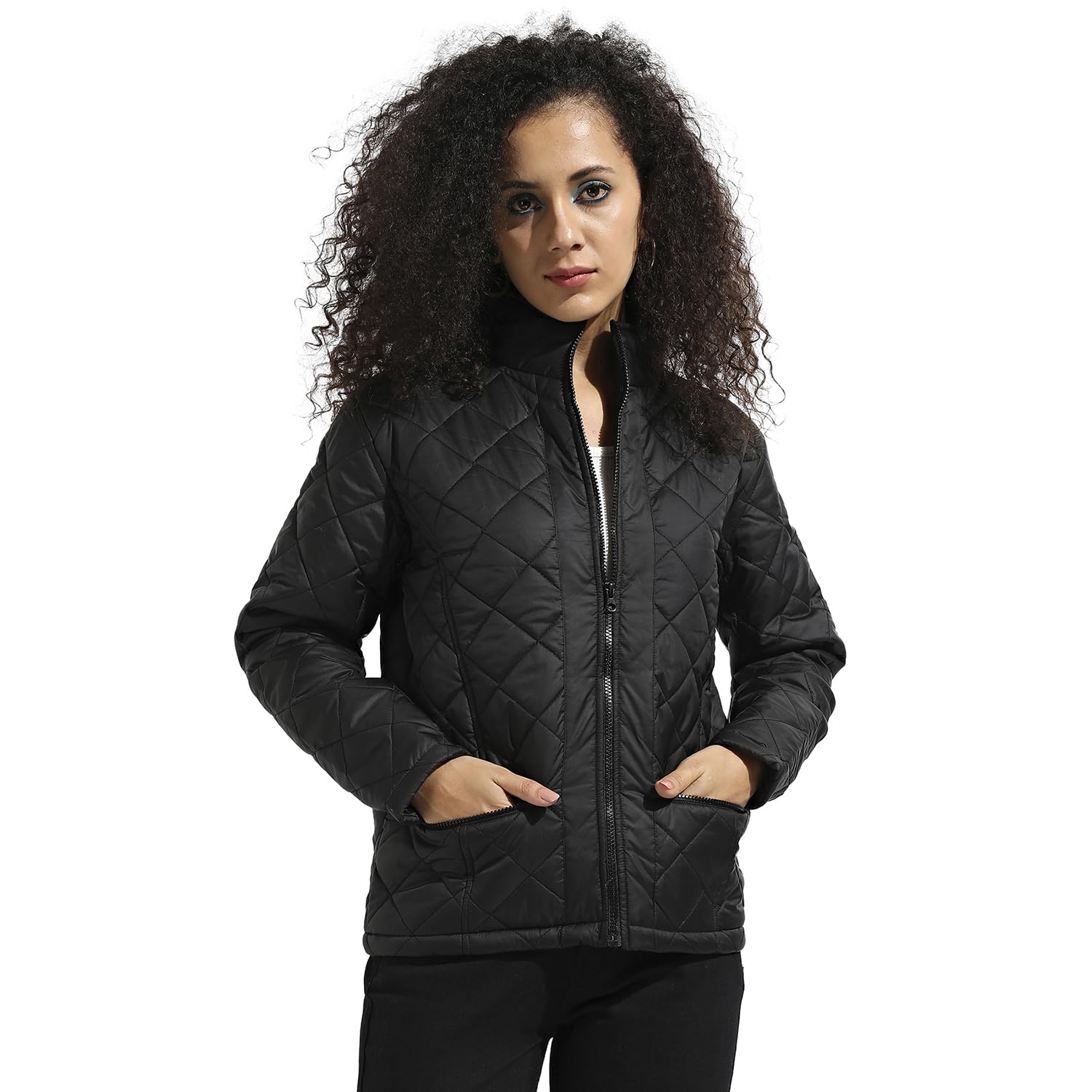 pinacolada Women's Quilted Puffer Jacket With Zip Closure For Casual Wear | Mock Neck | Long Sleeve | Zip Closure |Polyester Jacket Crafted With Comfort Fit For Everyday Wear-picture-32