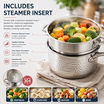 Titanium Saucepan with Lid Non Stick Hammered Saucepan, Dual Pour Spouts, Fast Even Heating, Compatible with All Cooktops (9.45in)