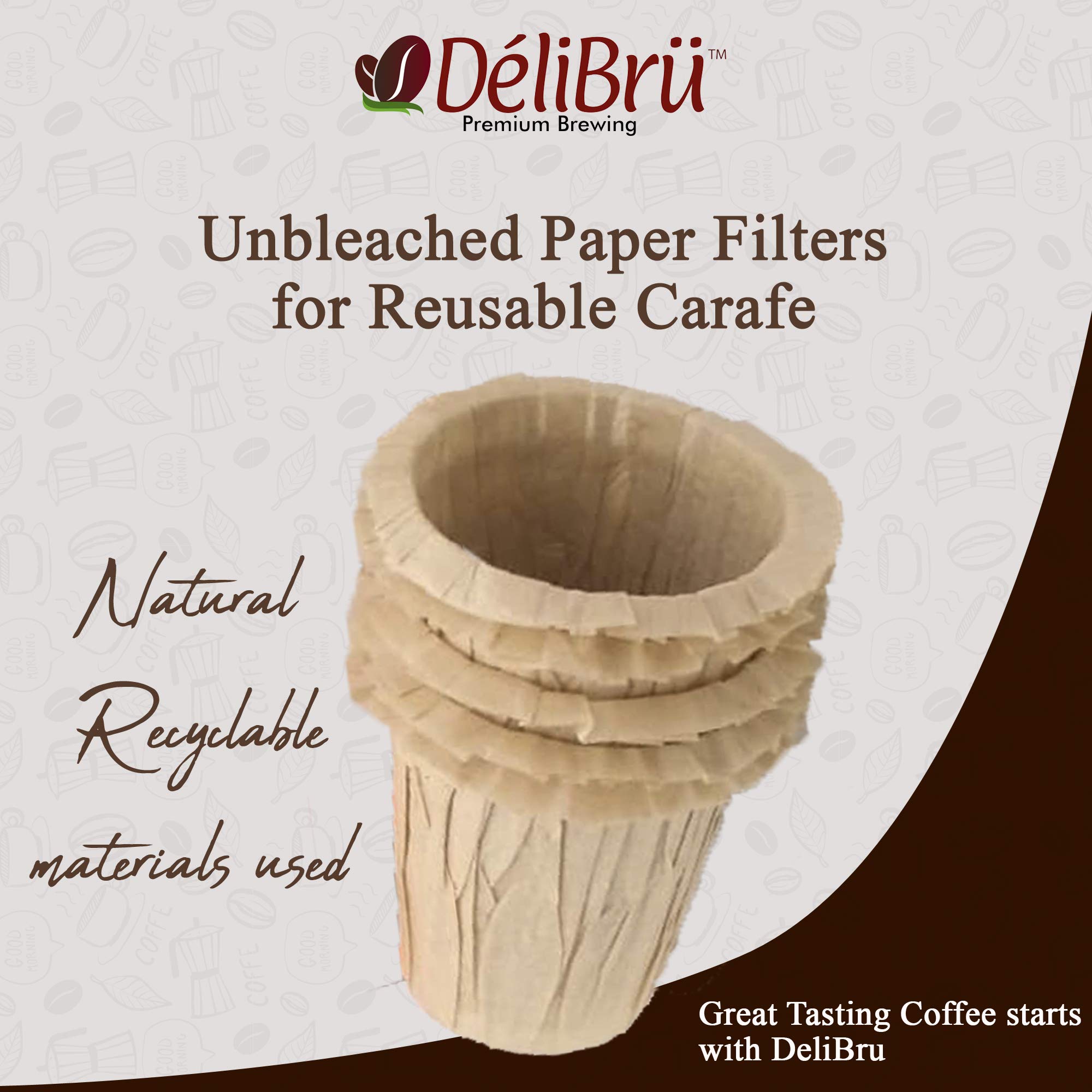 Filtros de papel sin blanquear para jarra reutilizable compatible con todas las marcas – Filtro de papel desechable (100/caja) de Delibru