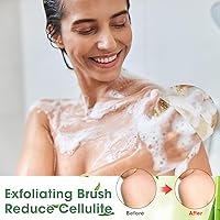 Vista 5 de Gejoy Cepillo corporal de cepillado en seco para drenaje linfático, cepillo exfoliante con nódulo de masaje, limpiador corporal para piel seca