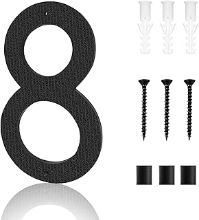 10 Inch Address Numbers for House, Large Floating Black House Numbers, Modern Exterior Plastic House Numbers for Door Garage Gate,911 Visibility Signage (8)